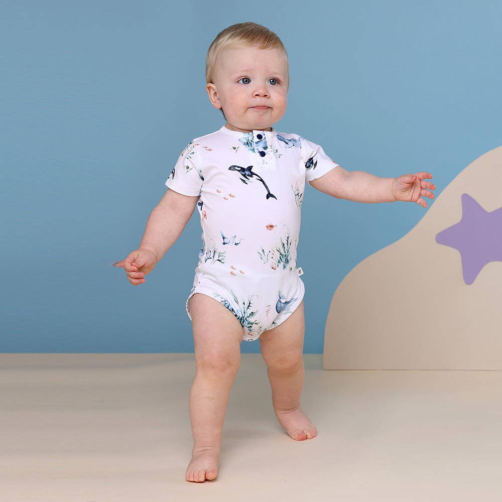 Snuggle Hunny - Ocean Short Sleeve Organic Bodysuit