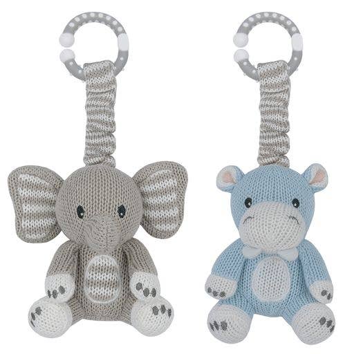 Living Textiles - 2pk Stroller Toys - Elephant & Hippo