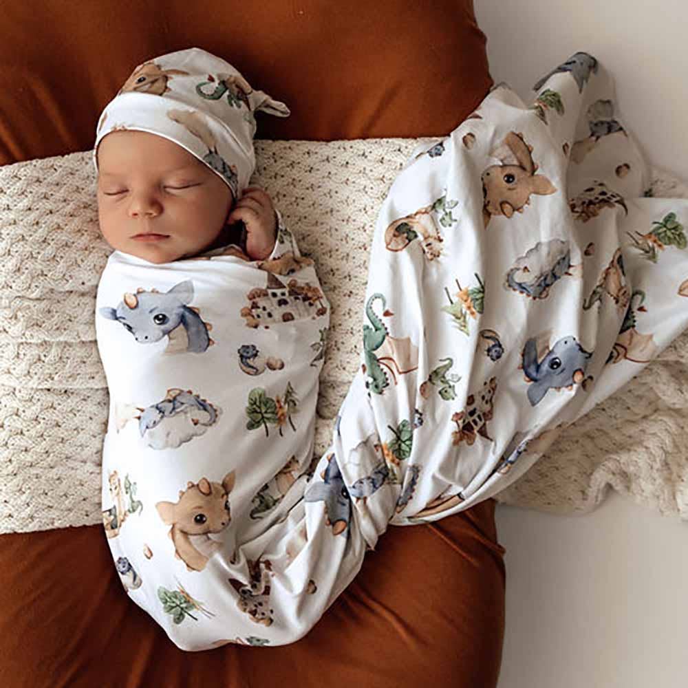 Snuggle Hunny - Dragon Organic Jersey Wrap & Beanie Set