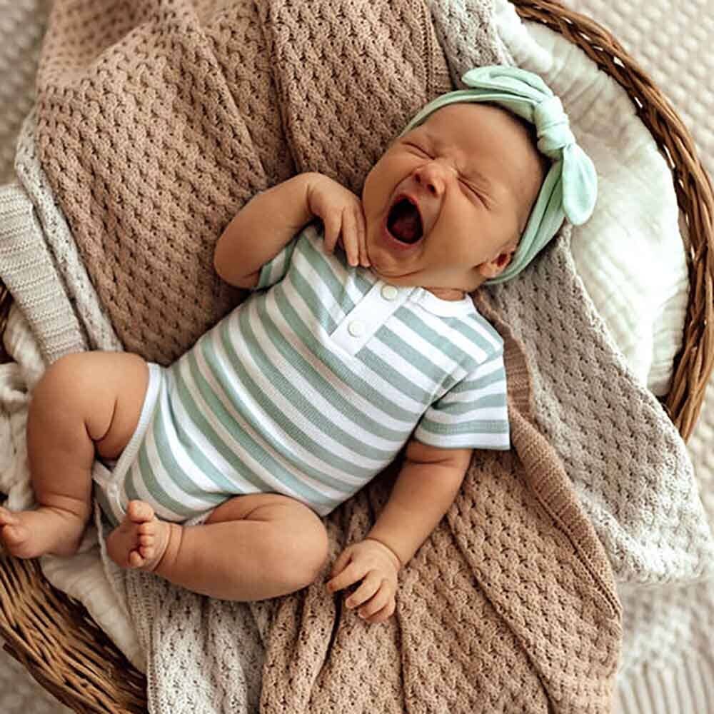 Snuggle Hunny - Sage Stripe Short Sleeve Organic Bodysuit