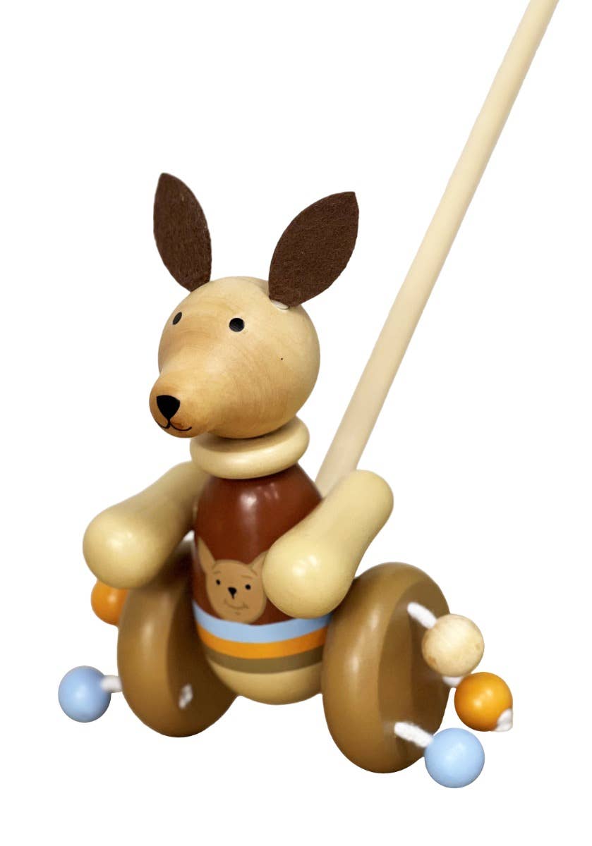 Toyslink Wooden Push Along-Kangaroo