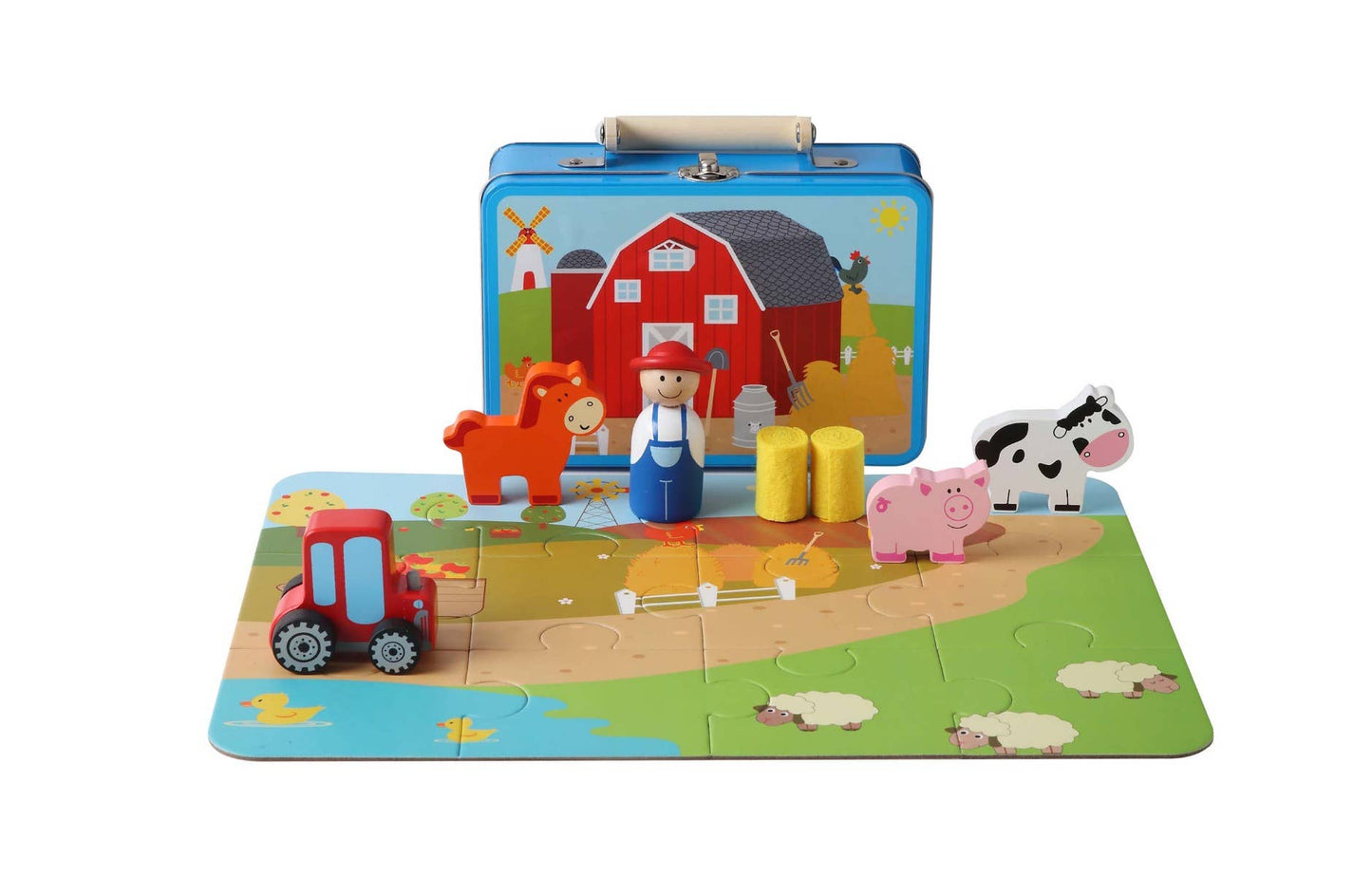 Toyslink Farm Playset With Puzzle In Tin