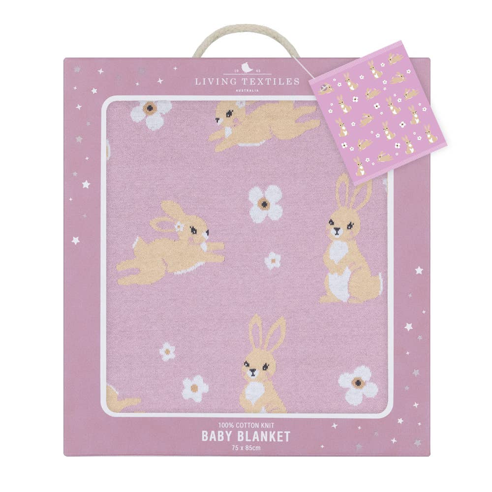 Living Textiles - 100% Cotton Knit Baby Blanket - Bunny