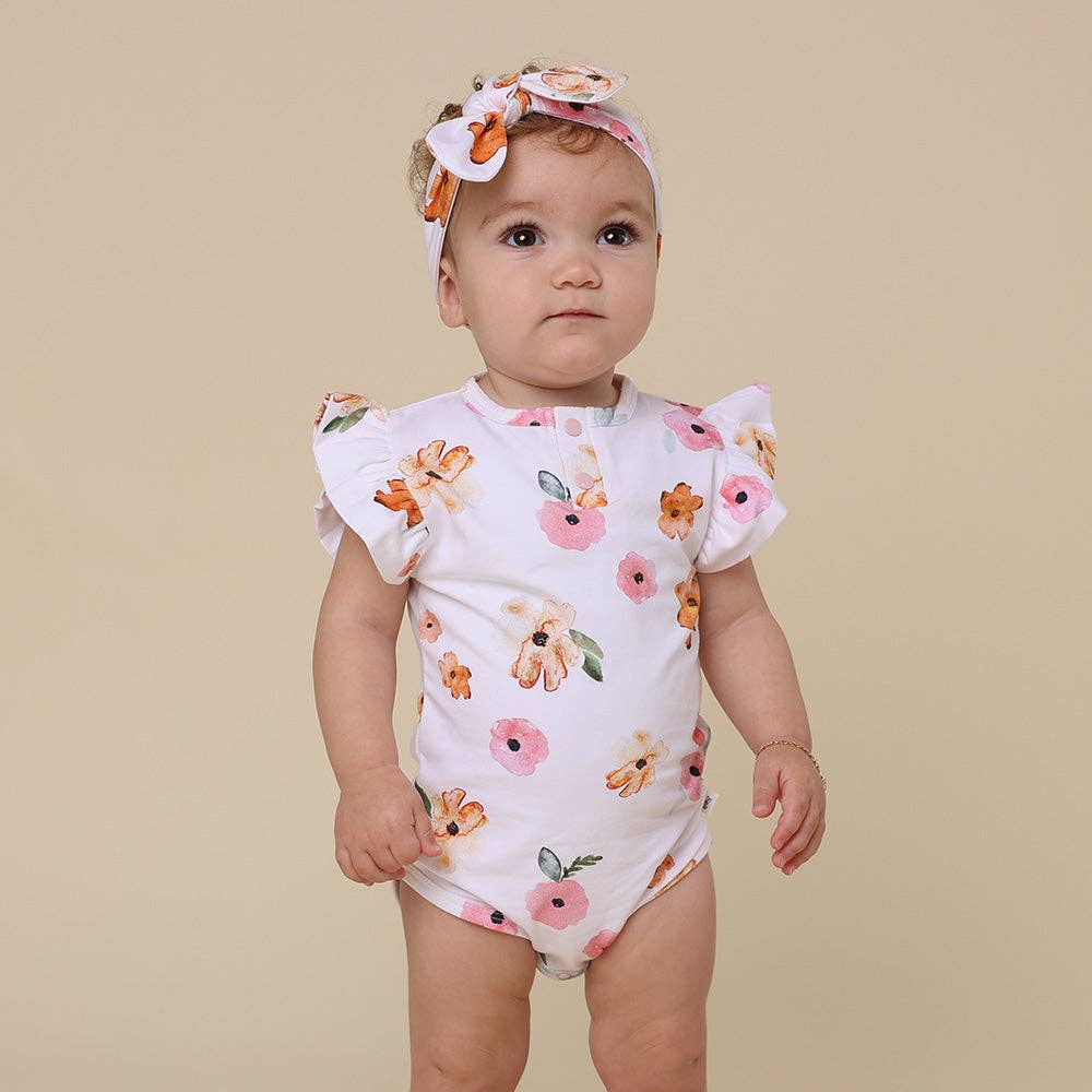 Snuggle Hunny - Poppy Short Sleeve Organic Bodysuit with Frill