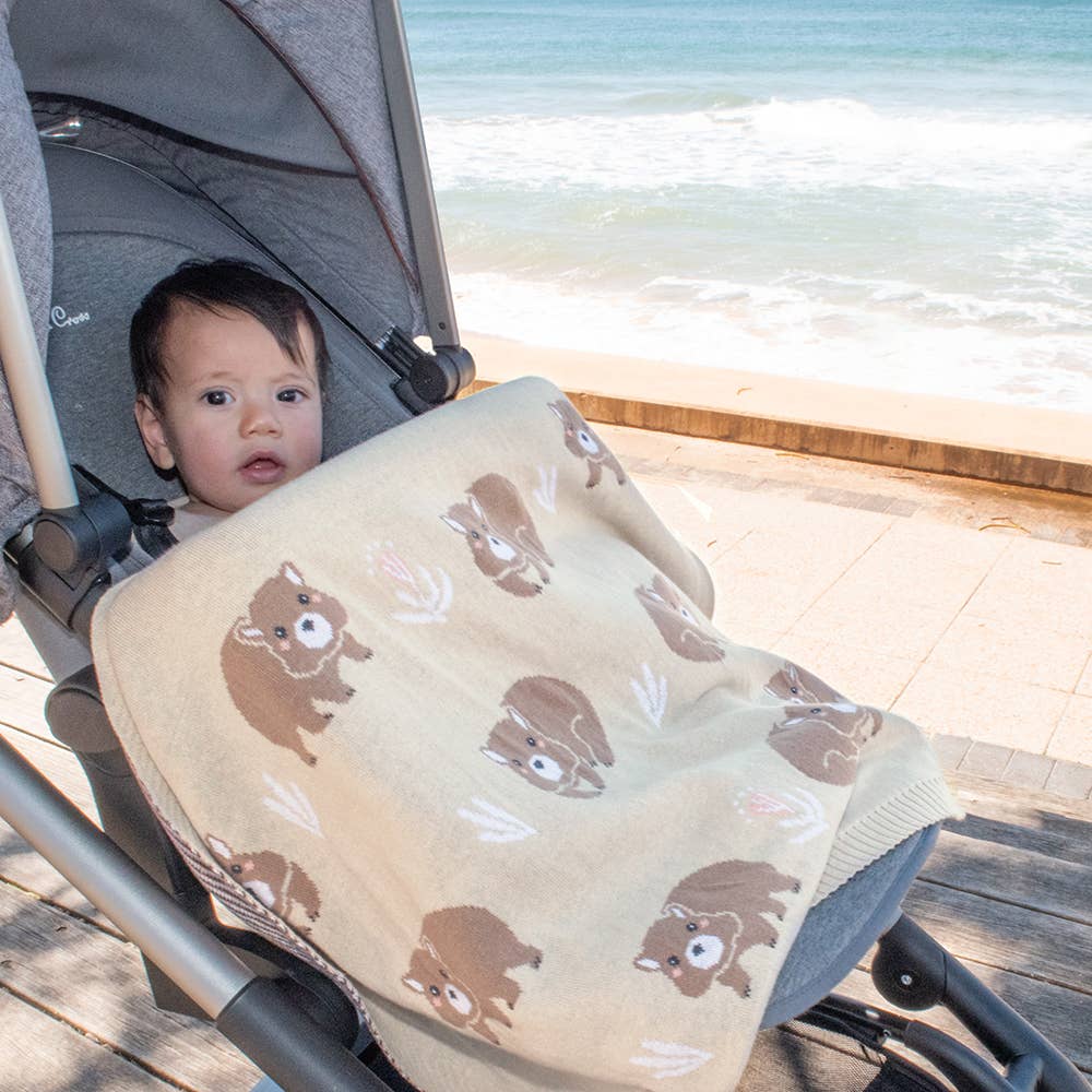 Living Textiles - Australiana Baby Blanket - Wombat/Natural