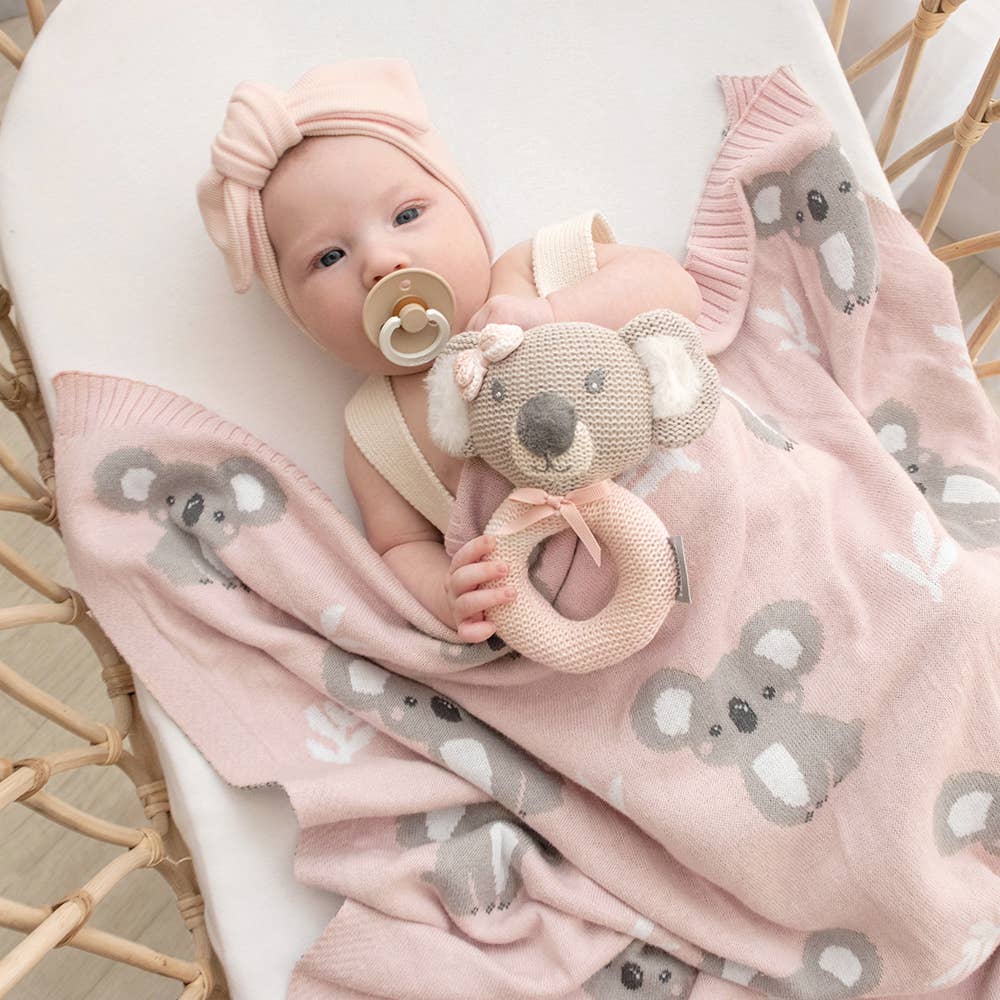 Living Textiles - Australiana Baby Blanket - Koala/Blush