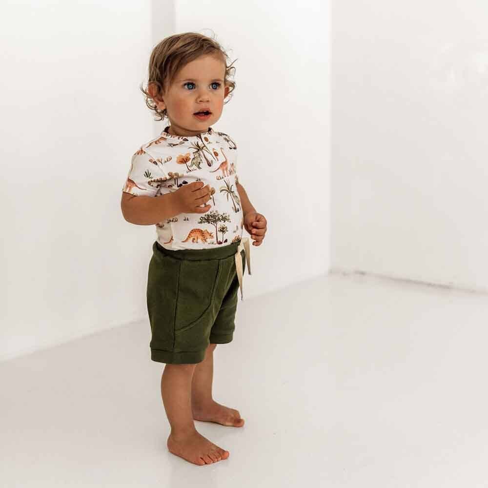 Snuggle Hunny - Dino Short Sleeve Organic Bodysuit