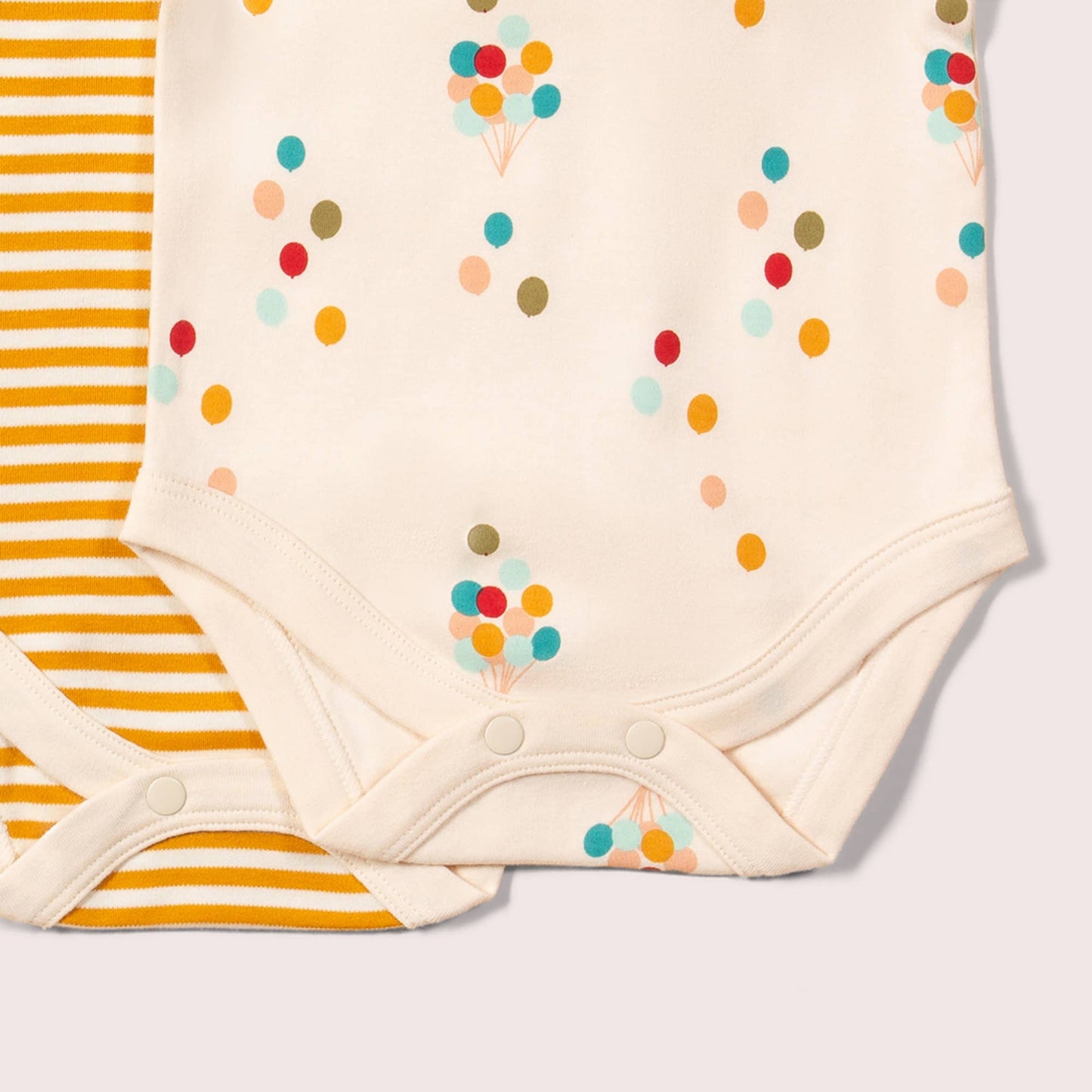 Little Green Radicals - Rainbow Balloons Organic Baby Bodysuit Set - 2 Pack