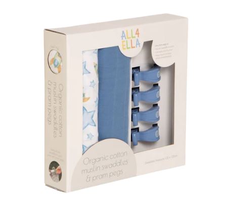 All4Ella 2 Pk Wraps & 4 Pegs Gift Set