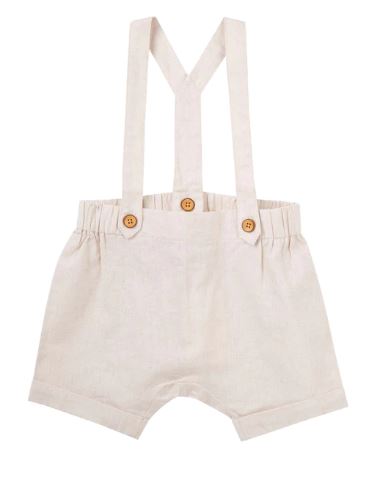 Designer Kidz - Finley Linen Suspender Shorts