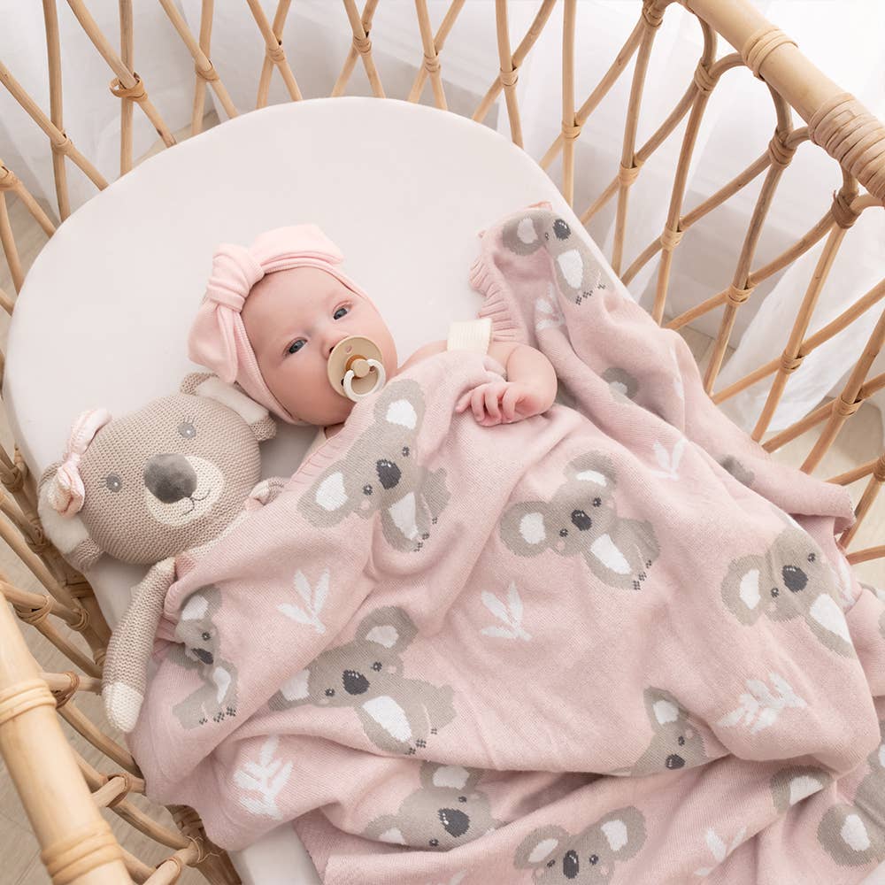 Living Textiles - Australiana Baby Blanket - Koala/Blush