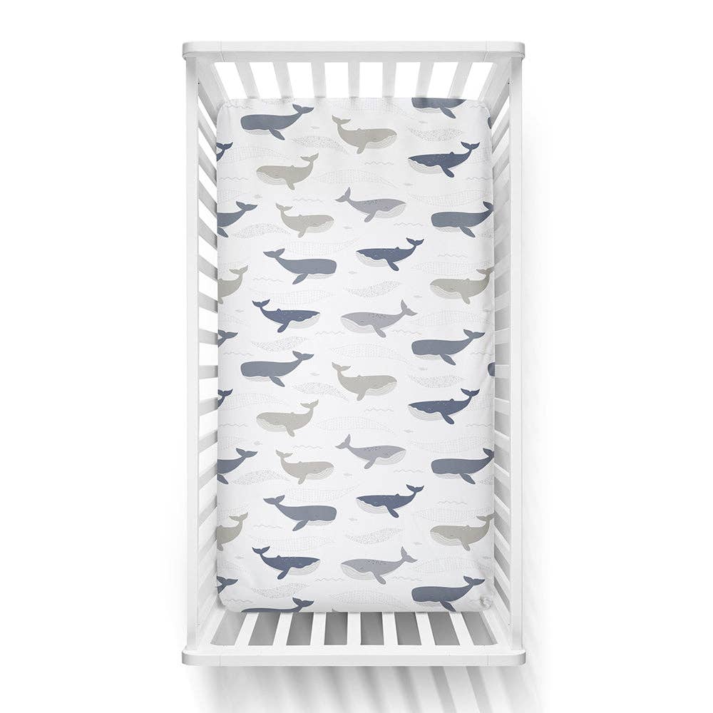 Living Textiles - Cot Fitted Sheet - Whales