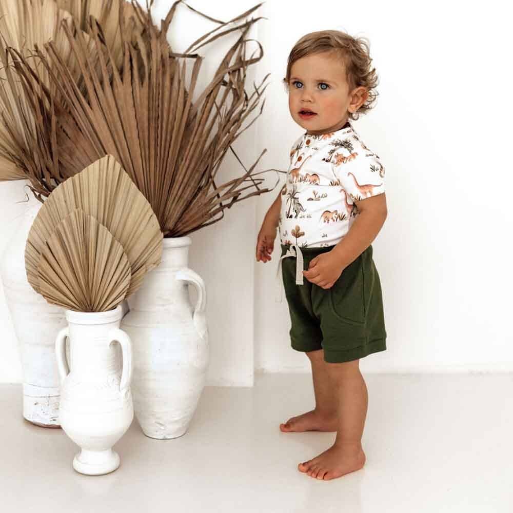 Snuggle Hunny - Dino Short Sleeve Organic Bodysuit