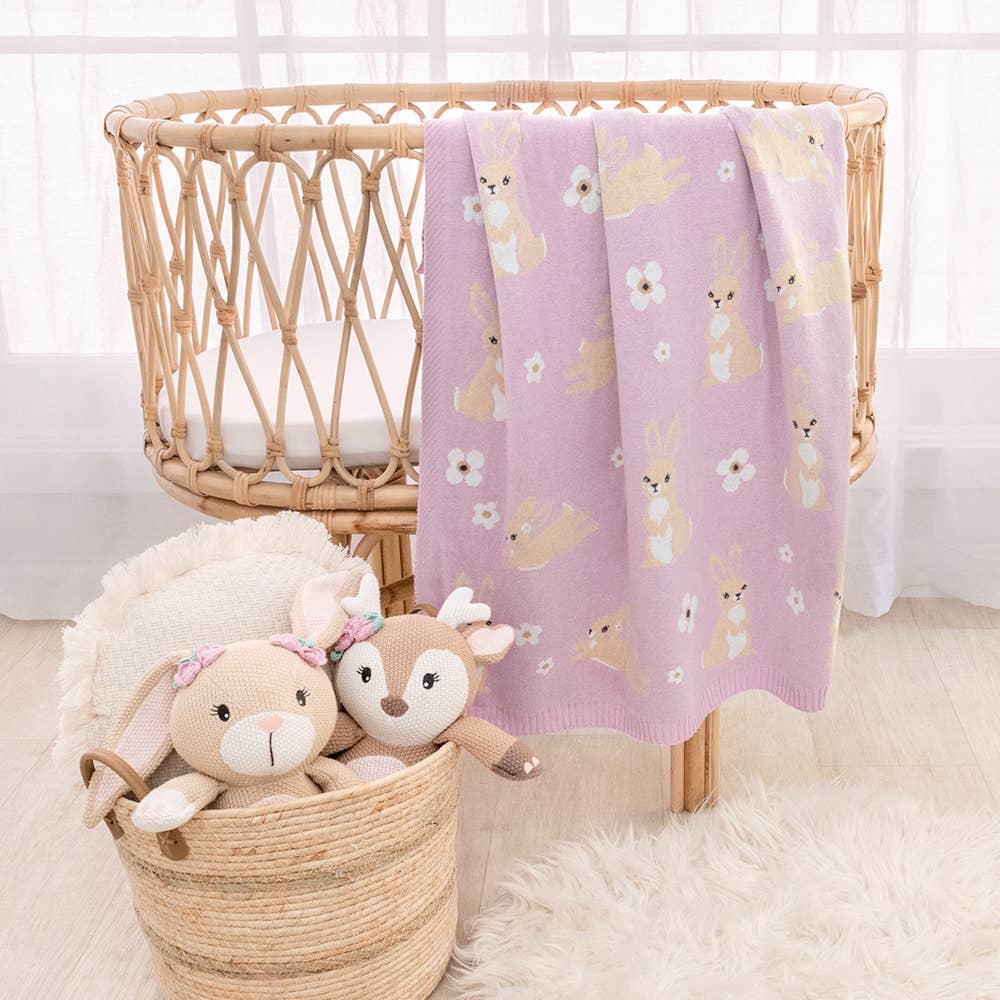 Living Textiles - 100% Cotton Knit Baby Blanket - Bunny