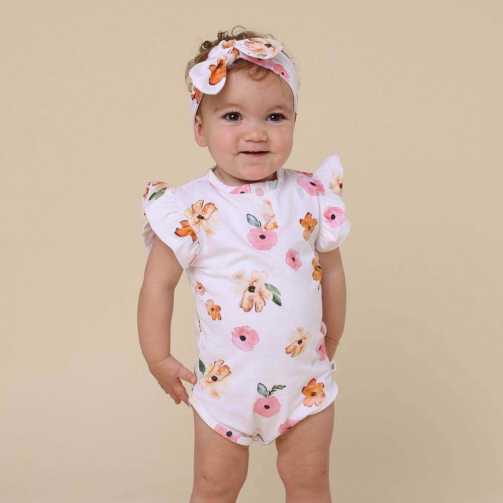 Snuggle Hunny - Poppy Short Sleeve Organic Bodysuit with Frill