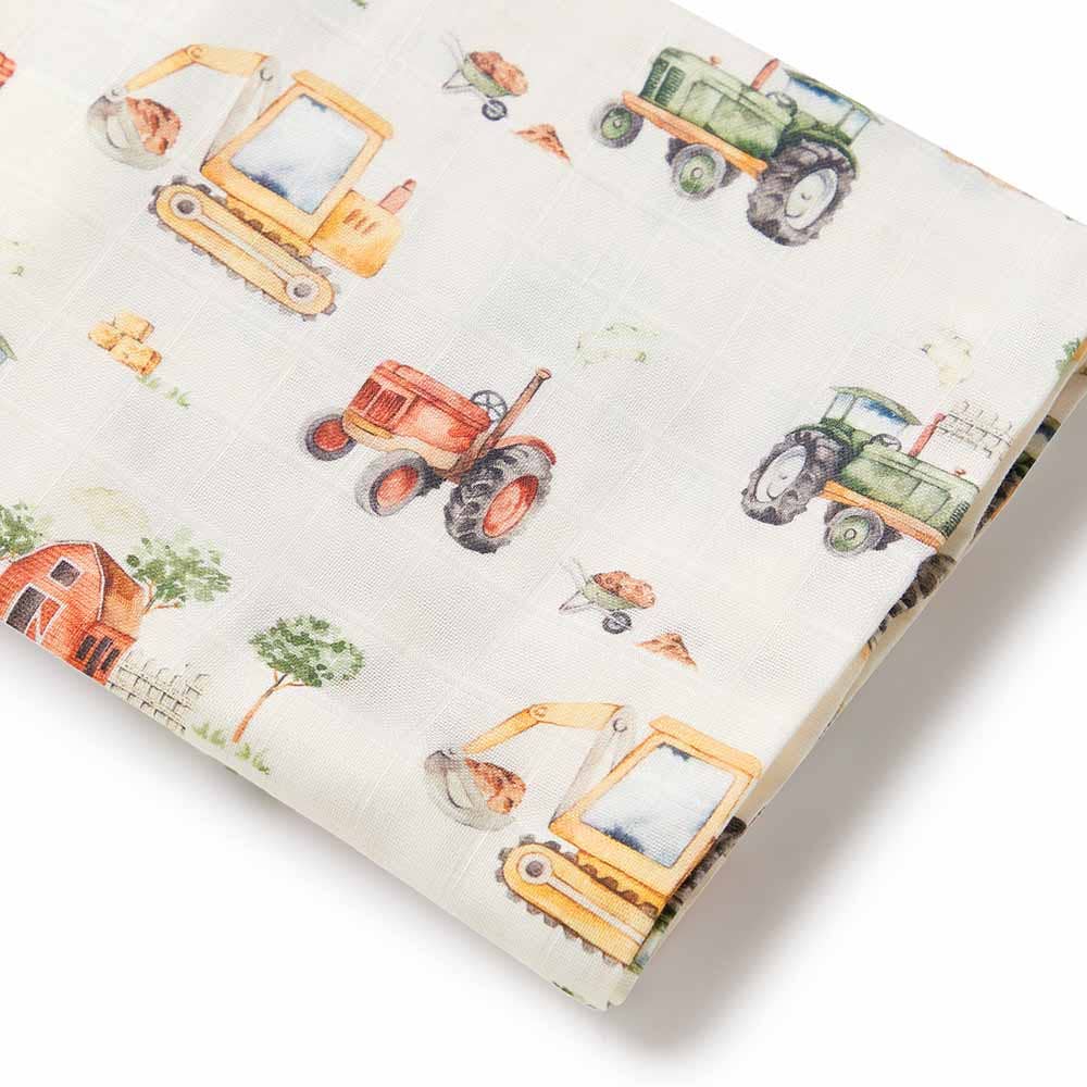 Snuggle Hunny Diggers & Tractors Organic Muslin Wrap