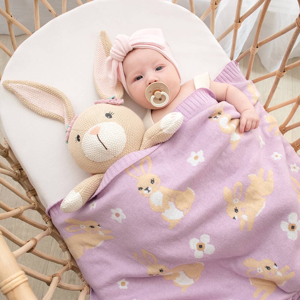 Living Textiles - 100% Cotton Knit Baby Blanket - Bunny