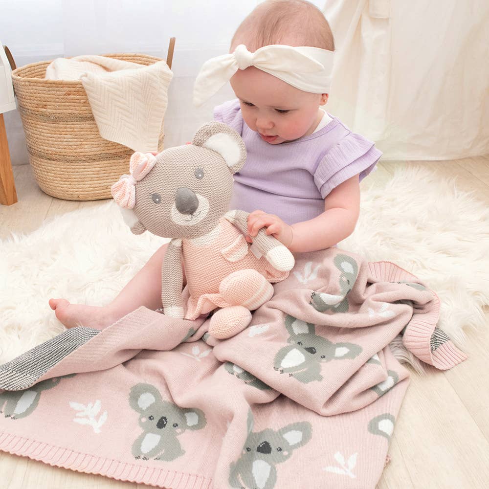 Living Textiles - Australiana Baby Blanket - Koala/Blush