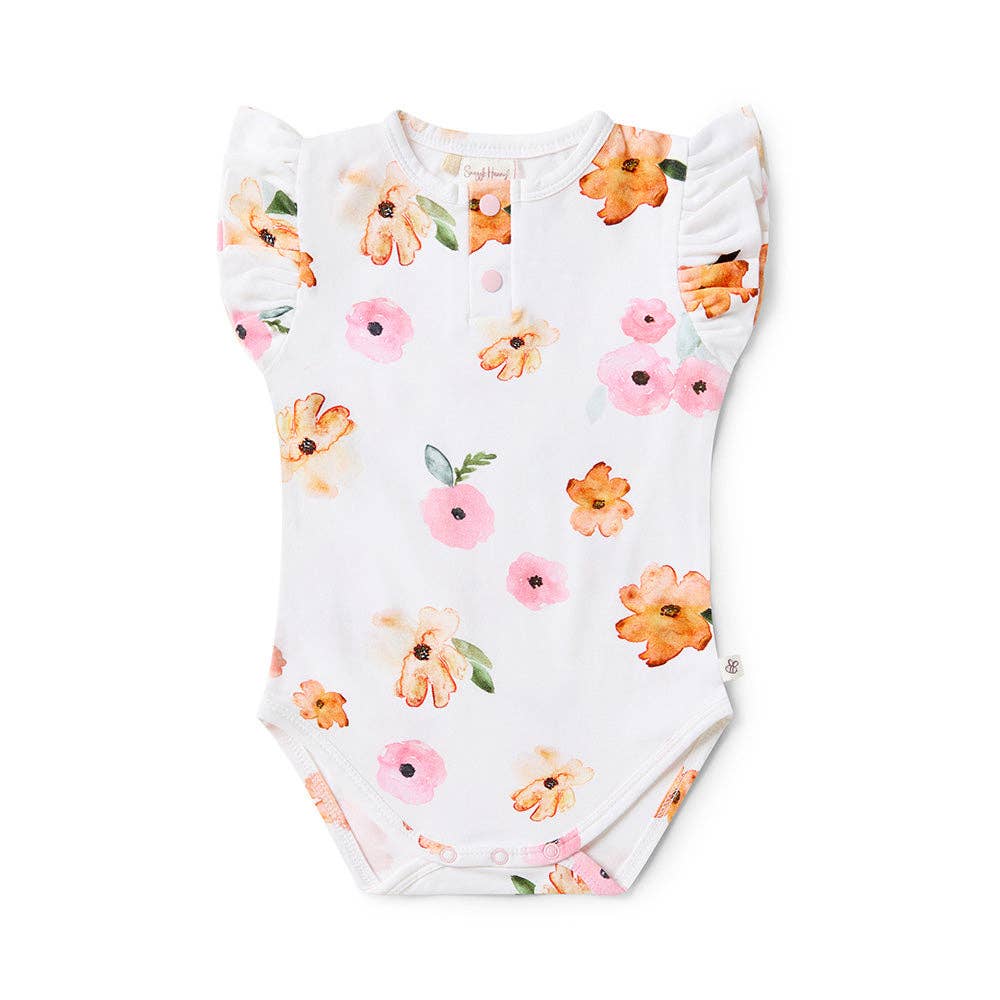 Snuggle Hunny - Poppy Short Sleeve Organic Bodysuit with Frill