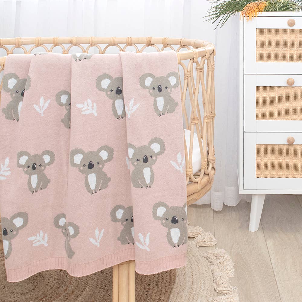 Living Textiles - Australiana Baby Blanket - Koala/Blush