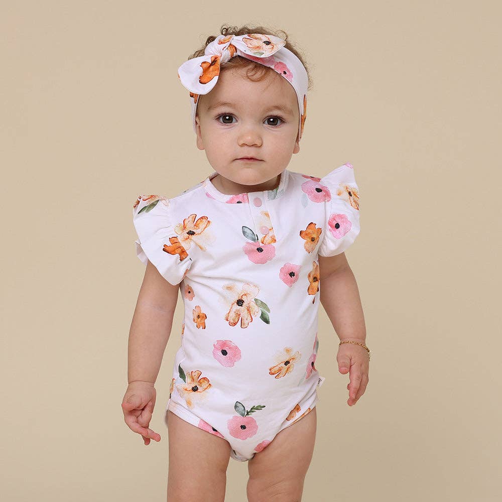 Snuggle Hunny - Poppy Short Sleeve Organic Bodysuit with Frill