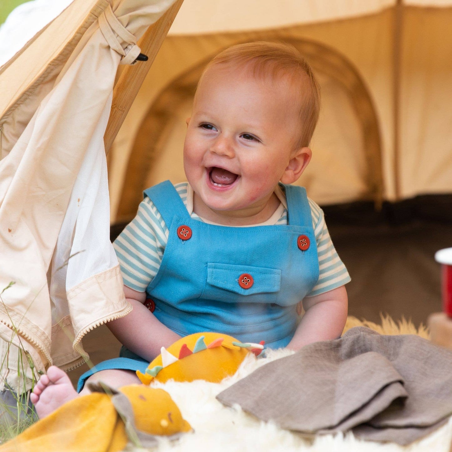 Little Green Radicals - Blue Moon Pocket Dungaree Shorts