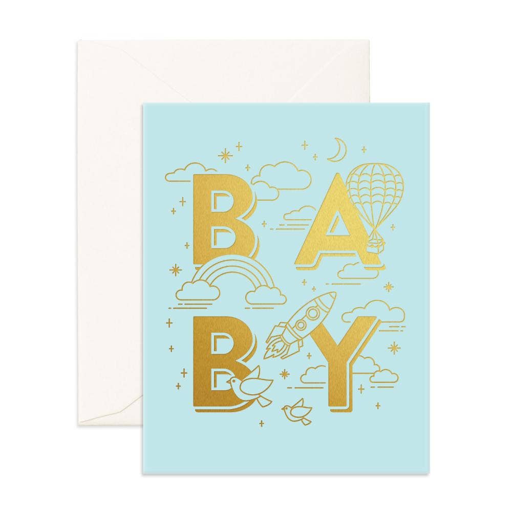 Fox & Fallow - Baby Universe Aqua Greeting Card