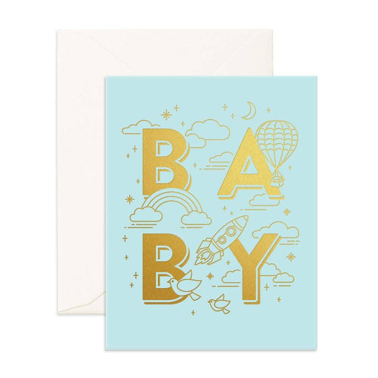 Fox & Fallow - Baby Universe Aqua Greeting Card