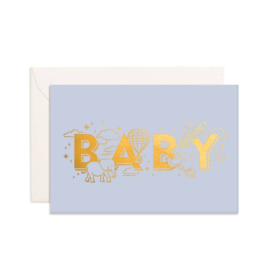 Fox & Fallow - Baby Universe Duck Egg Blue Mini Greeting Card