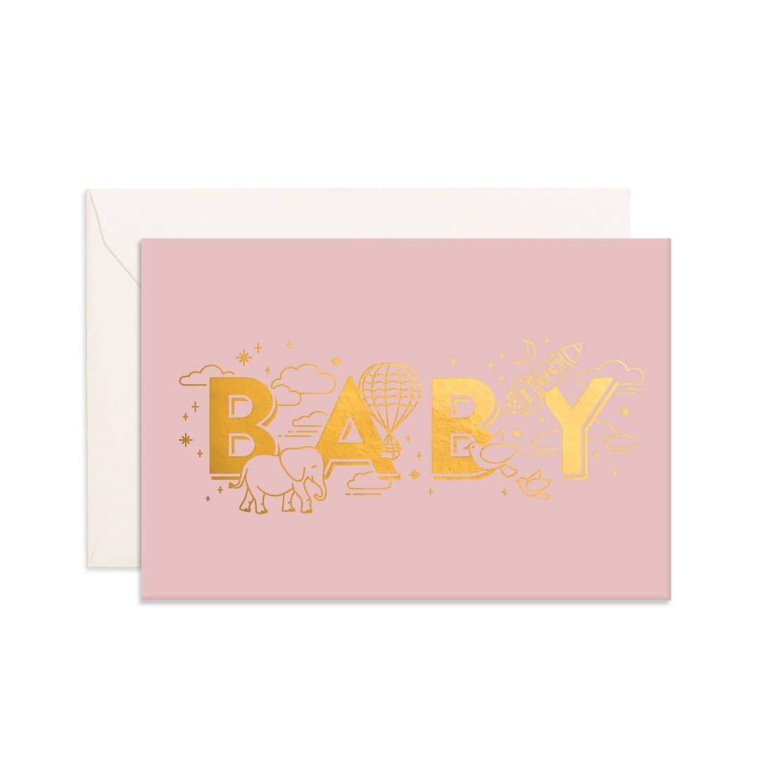 Fox & Fallow - Baby Universe Dusty Rose Mini Greeting Card